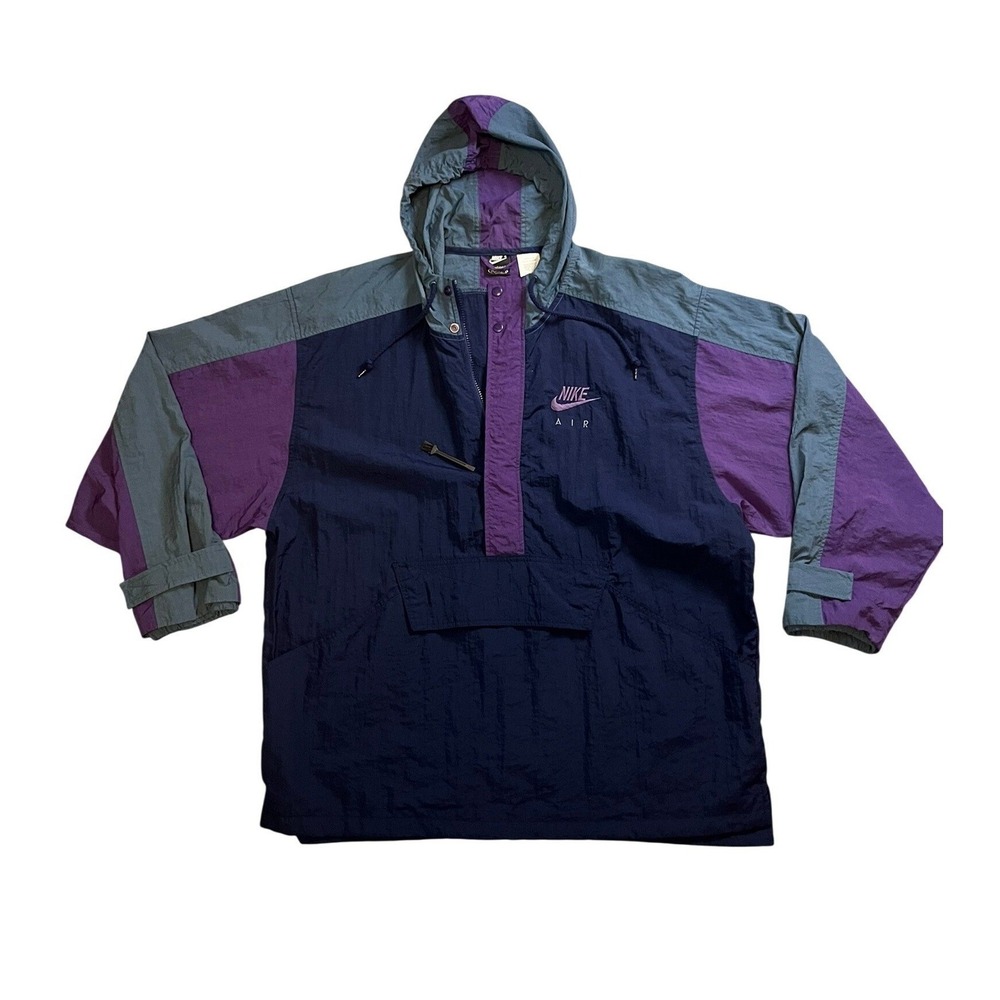 Vintage Nike Air Anorak Windbreaker Navy Purple Teal Champs Exclusive Large Rare